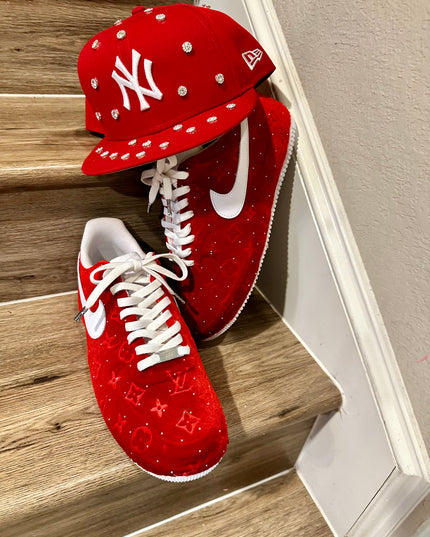 Red sparkle velvet AF1