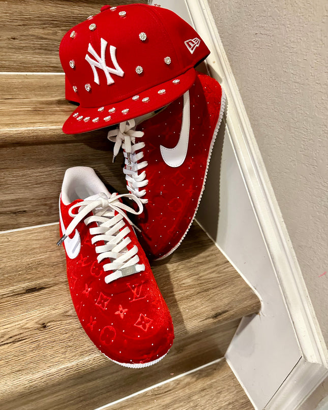 Red sparkle velvet AF1