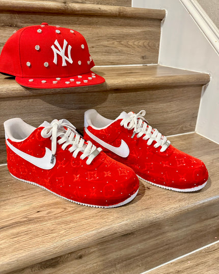 Red sparkle velvet AF1