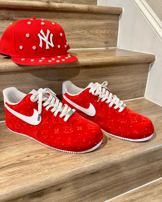 Red sparkle velvet AF1