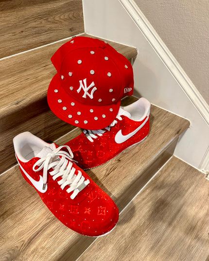 Red sparkle velvet AF1