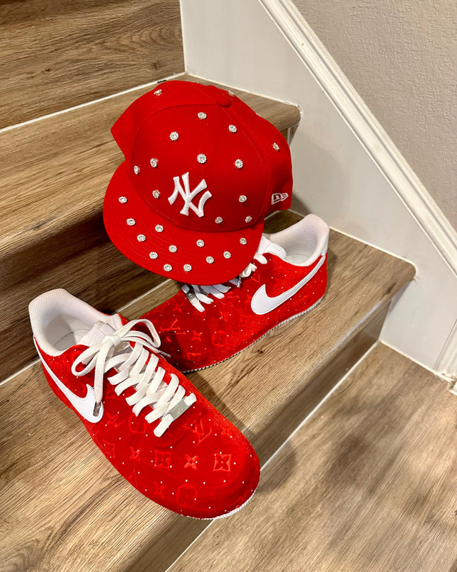 Red sparkle velvet AF1