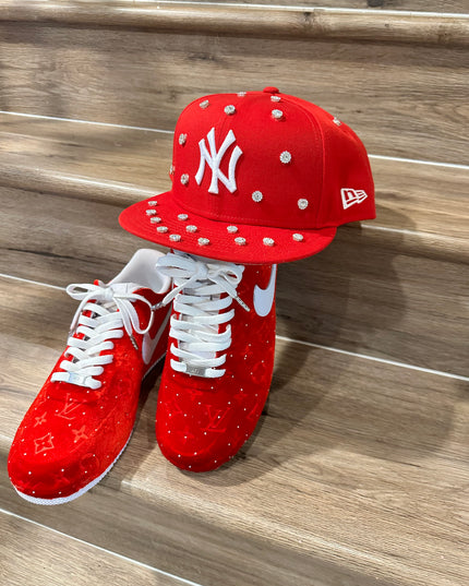 Red sparkle velvet AF1