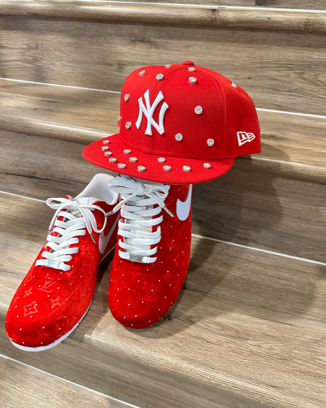Red sparkle velvet AF1
