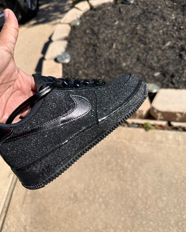 Black Glitter AF1 {Red Bottoms) - MQ Customs
