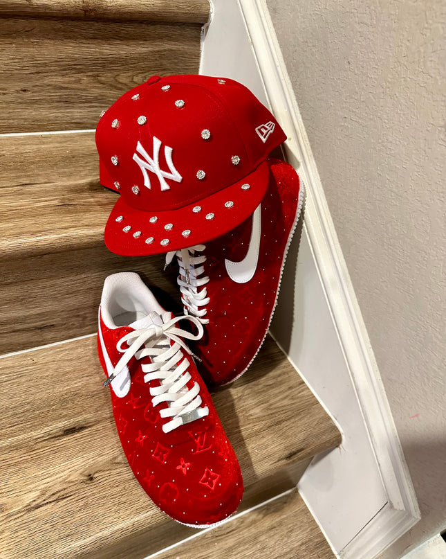Red sparkle velvet AF1