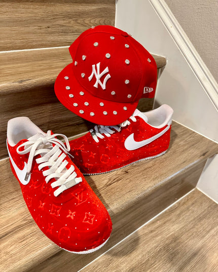 Red sparkle velvet AF1