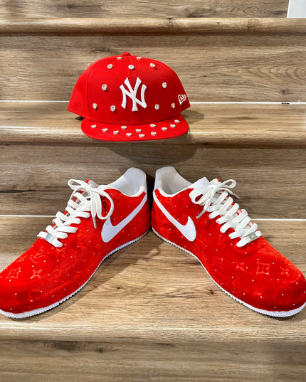 Red sparkle velvet AF1