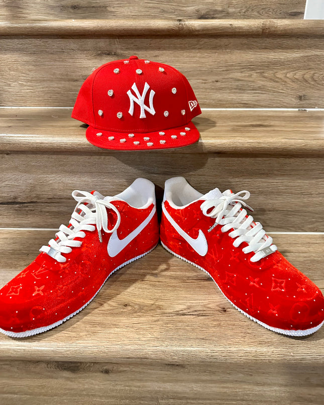Red sparkle velvet AF1