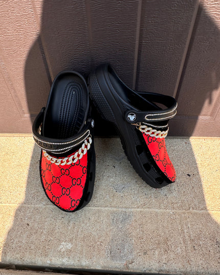 Red GG Crocs - MQ Customs