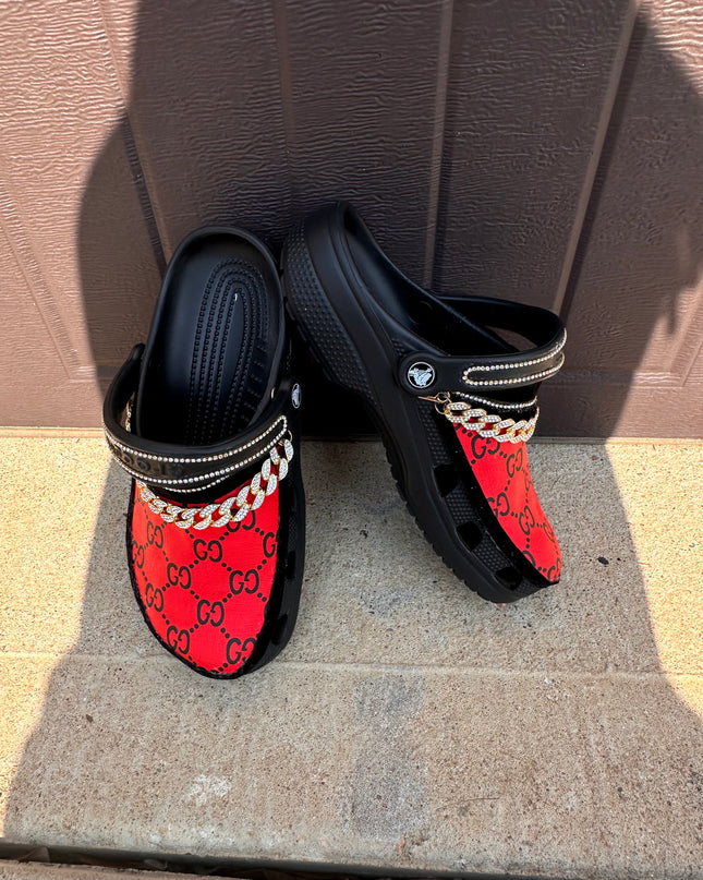 Red GG Crocs - MQ Customs