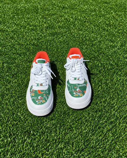 Green & White FAMU Pattern Custom Air Force 1 Sneakers, view 4