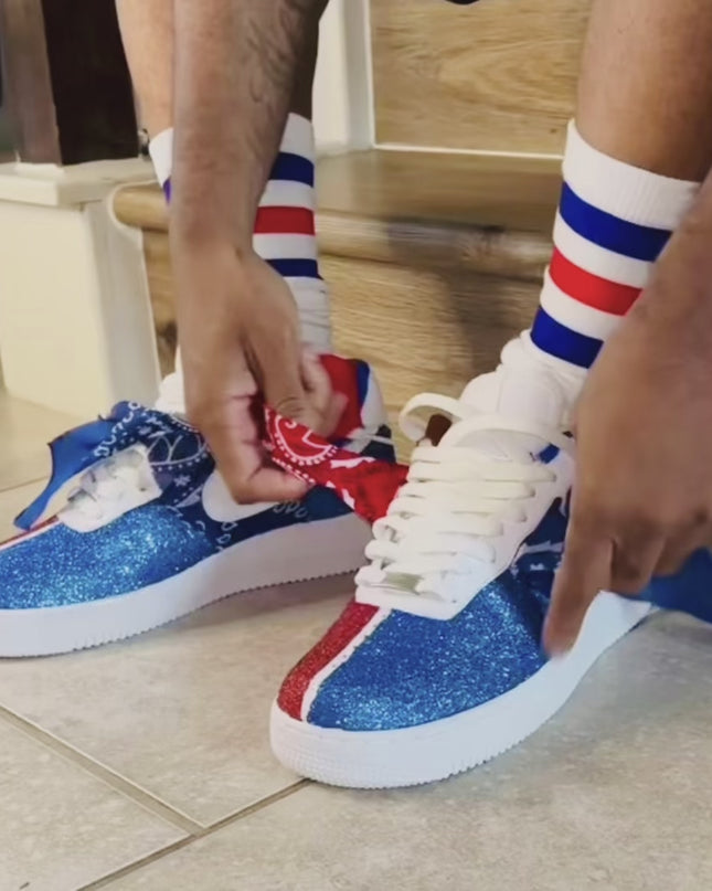 Red and Blue bandana Glitter Af1